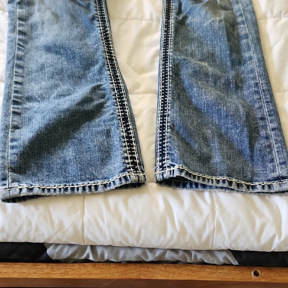 Rock Revival Light Blue Distressed Men's Jeans - Picture 7 of 7